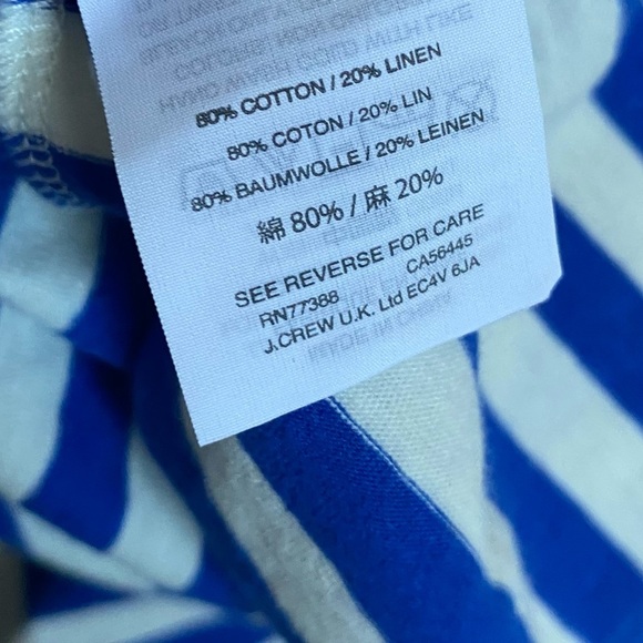 J crew Blue Striped Tank Top Sequin beaded Palm Leaf detail XS Scoop Linen White - Picture 9 of 10